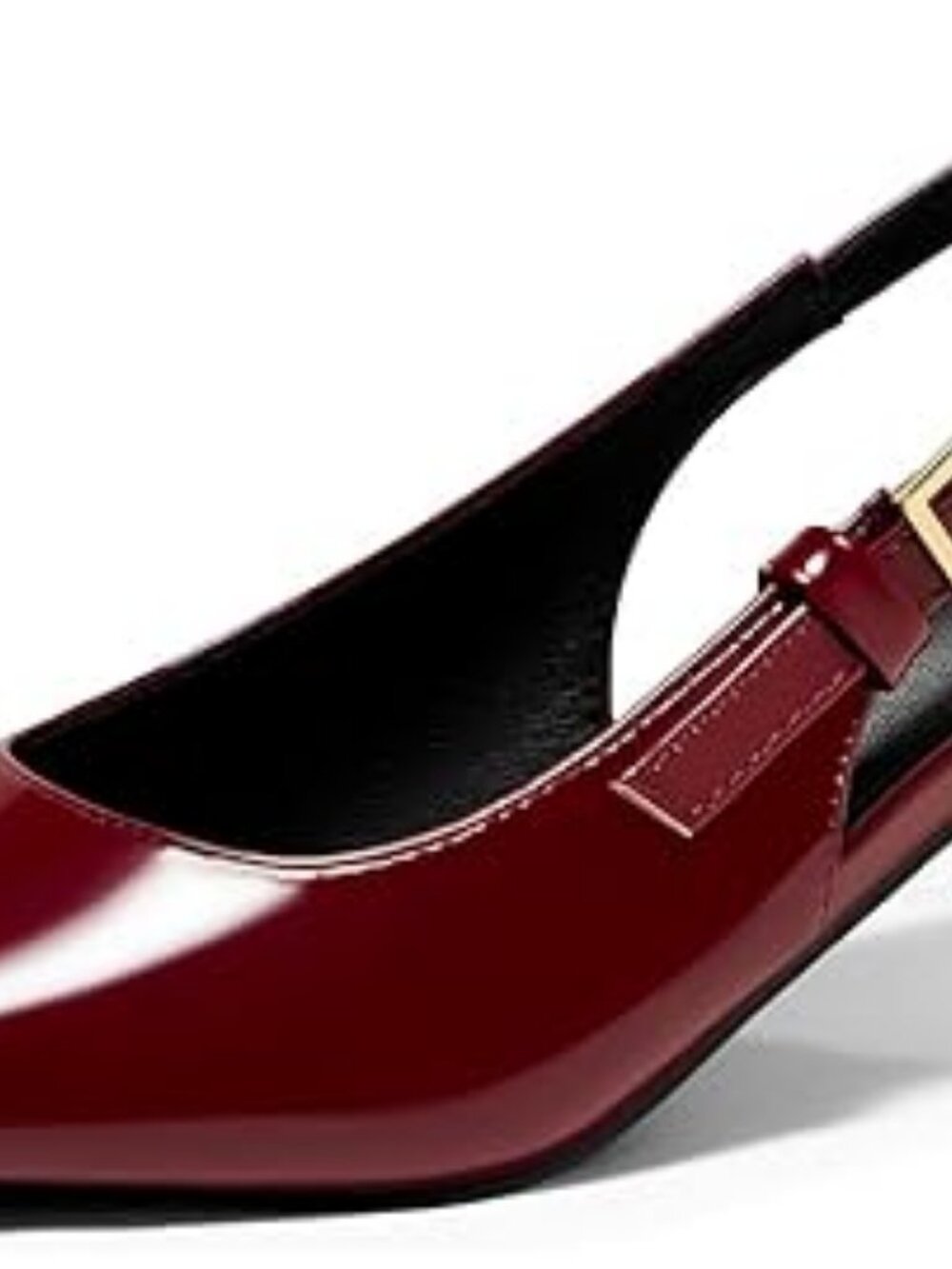 Women’s Slingback Kitten Heels – Closed Pointed Toe Buckle Strap Pumps Wedding - Picture 6 of 6
